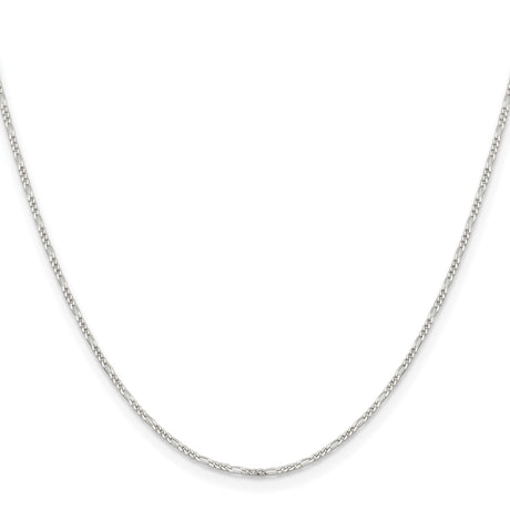 925 White Gold 1.2 mm Figaro Chain Necklace, Polished