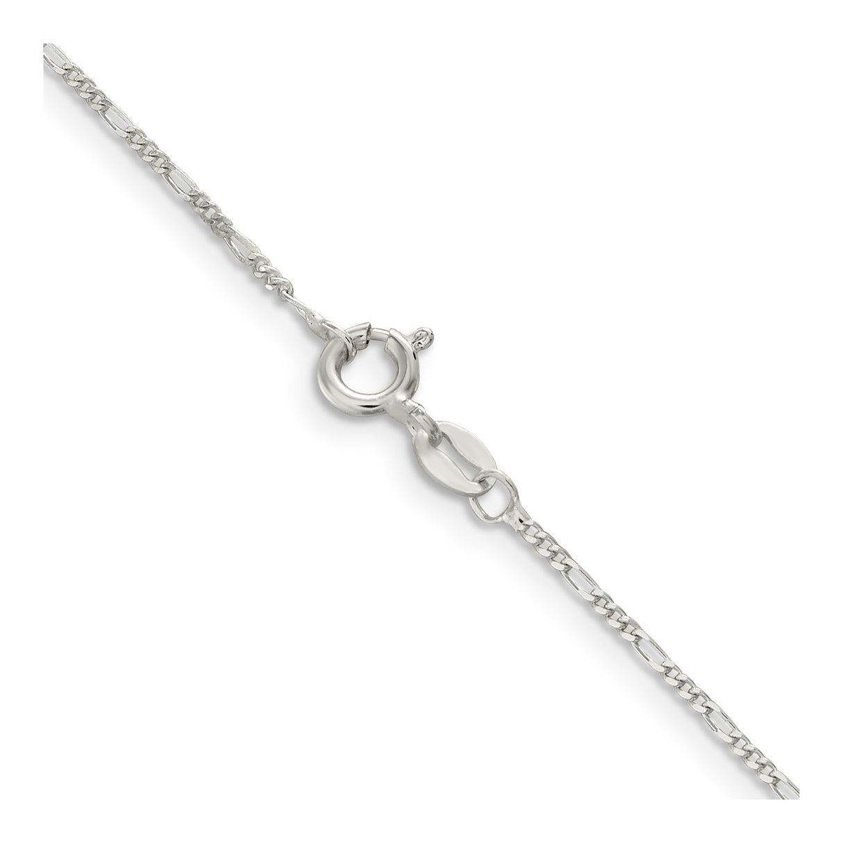 925 White Gold 1.2 mm Figaro Chain Necklace, Polished alternate angle