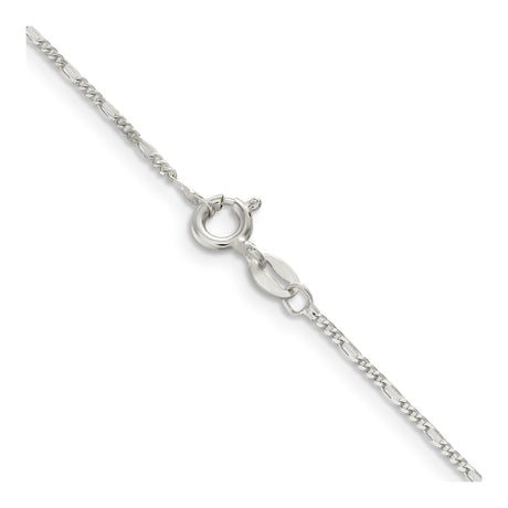 925 White Gold 1.2 mm Figaro Chain Necklace, Polished alternate angle