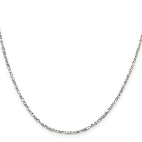 925 White Gold 1.4 mm Figaro Chain Necklace, Polished
