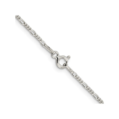 925 White Gold 1.4 mm Figaro Chain Necklace, Polished alternate angle