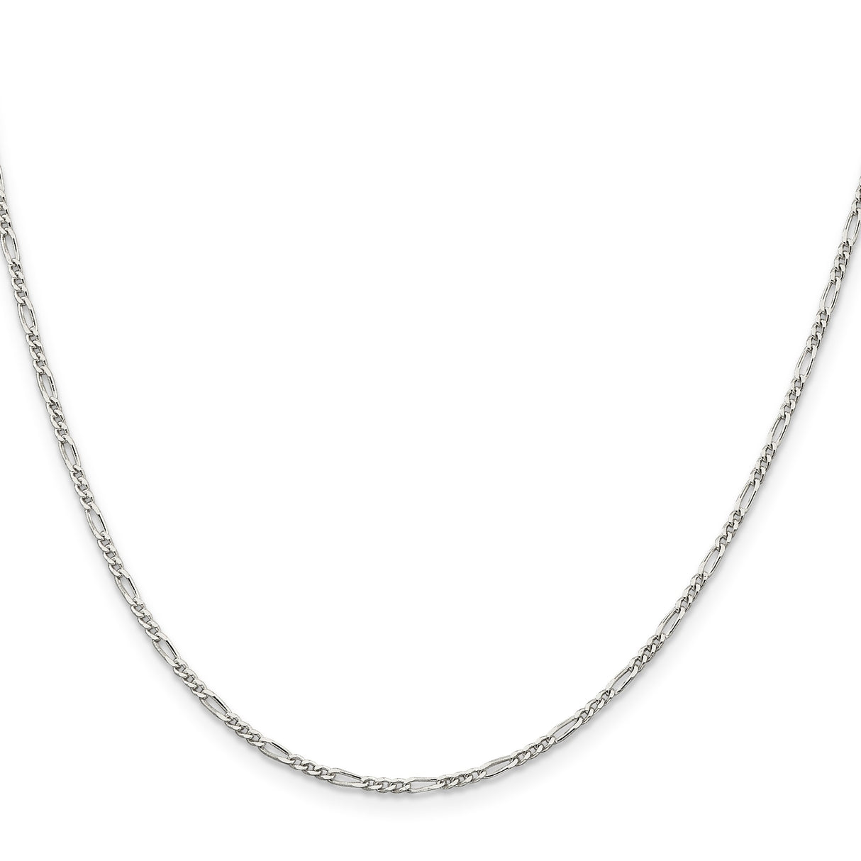 925 White Gold 1.75 mm Figaro Chain Necklace, Polished