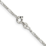 925 White Gold 1.75 mm Figaro Chain Necklace, Polished alternate angle