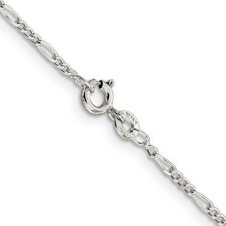 925 White Gold 1.75 mm Figaro Chain Necklace, Polished alternate angle