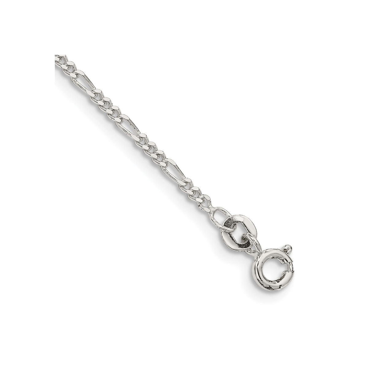 925 White Gold 1.75 mm Figaro Chain Bracelet, Polished shown for scale