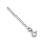925 White Gold 1.75 mm Figaro Chain Bracelet, Polished shown for scale