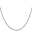 925 White Gold 2.25 mm Figaro Chain Necklace, Polished
