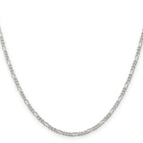925 White Gold 2.25 mm Figaro Chain Necklace, Polished