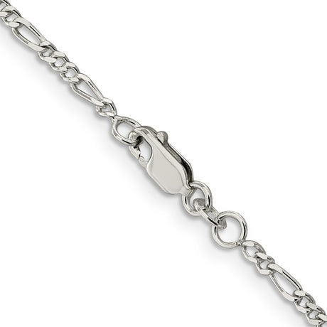 925 White Gold 2.25 mm Figaro Chain Necklace, Polished alternate angle