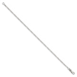925 White Gold 2.25 mm Figaro Chain Anklet, Polished