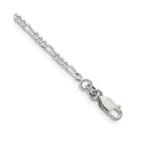 925 White Gold 2.25 mm Figaro Chain Bracelet, Polished shown for scale