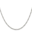 925 White Gold 2.25 mm Figaro Chain Necklace, Polished