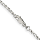 925 White Gold 2.25 mm Figaro Chain Necklace, Polished alternate angle