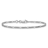 925 White Gold 2.25 mm Figaro Chain Bracelet, Polished alternate angle