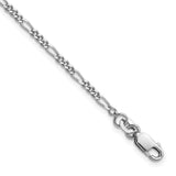 925 White Gold 2.25 mm Figaro Chain Anklet, Polished detail view