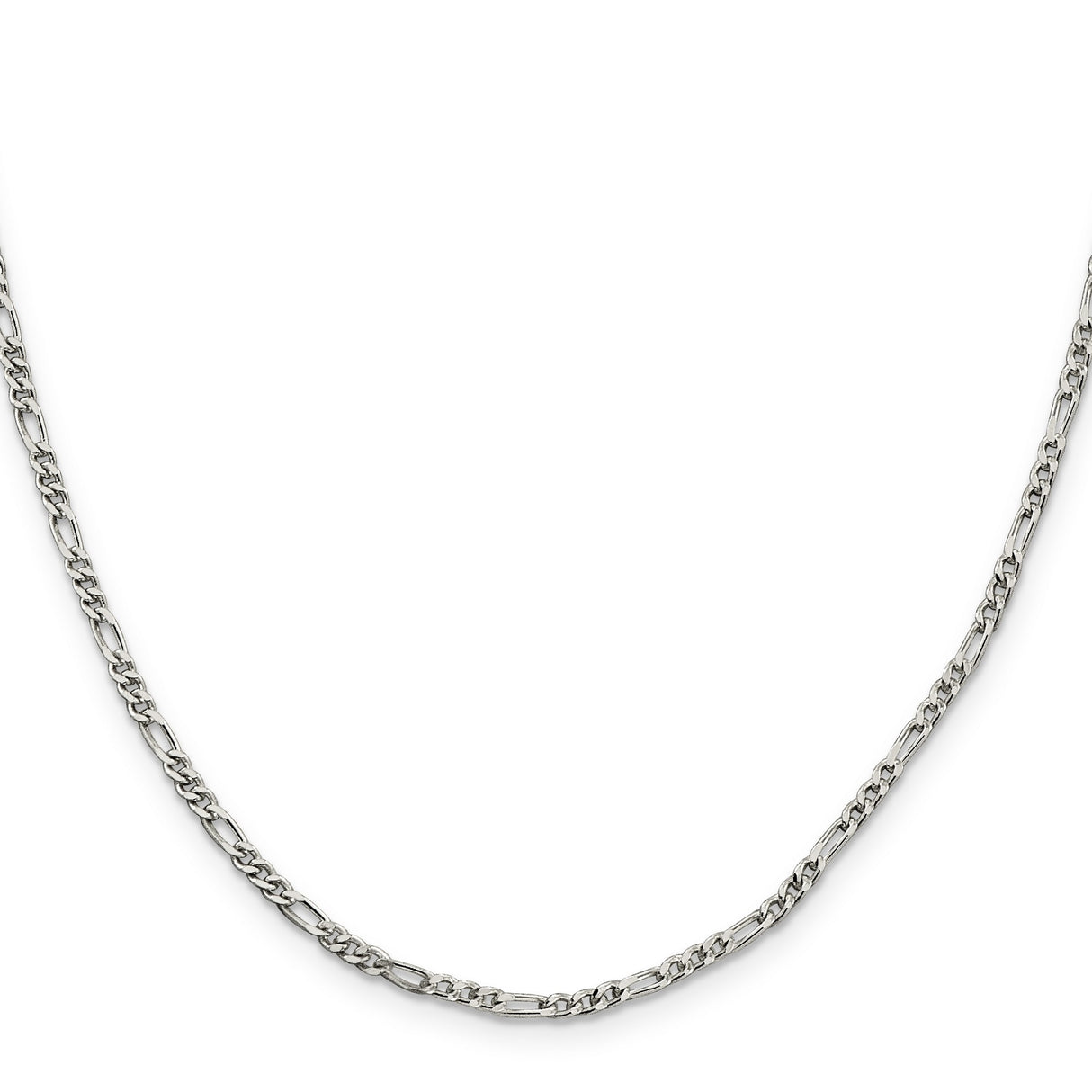925 White Gold 2.5 mm Figaro Chain Necklace, Polished
