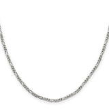 925 White Gold 2.5 mm Figaro Chain Necklace, Polished