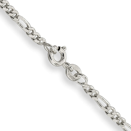 925 White Gold 2.5 mm Figaro Chain Necklace, Polished alternate angle