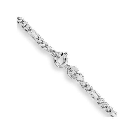 925 White Gold 2.5 mm Figaro Chain Necklace, Polished alternate angle