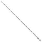 925 White Gold 2.5 mm Figaro Chain Bracelet, Polished
