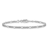 925 White Gold 2.5 mm Figaro Chain Bracelet, Polished alternate angle