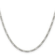 925 White Gold 2.85 mm Figaro Chain Necklace, Polished