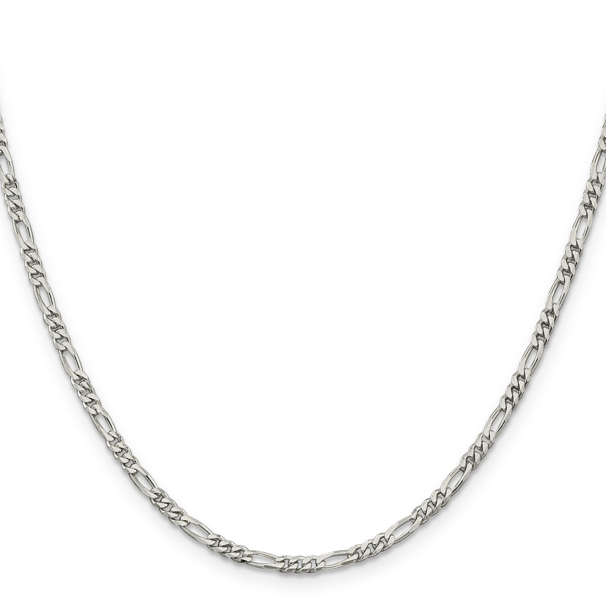 925 White Gold 2.85 mm Figaro Chain Necklace, Polished
