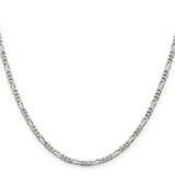 925 White Gold 2.85 mm Figaro Chain Necklace, Polished