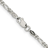 925 White Gold 2.85 mm Figaro Chain Necklace, Polished alternate angle
