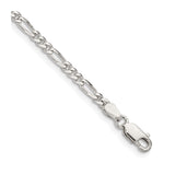 925 White Gold 2.85 mm Figaro Chain Bracelet, Polished shown for scale