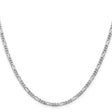 925 White Gold 2.85 mm Figaro Chain Necklace, Polished
