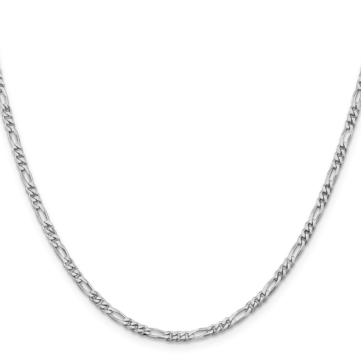925 White Gold 2.85 mm Figaro Chain Necklace, Polished