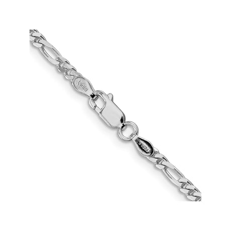925 White Gold 2.85 mm Figaro Chain Necklace, Polished alternate angle