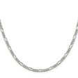 925 White Gold 3.5 mm Figaro Chain Necklace, Polished