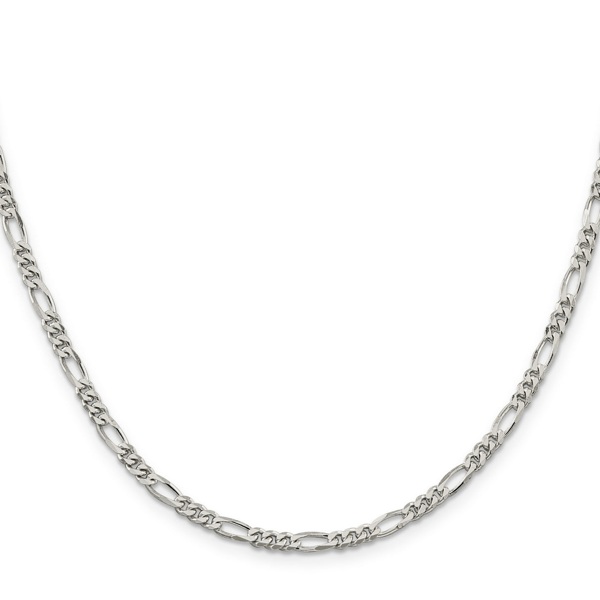 925 White Gold 3.5 mm Figaro Chain Necklace, Polished