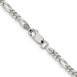 925 White Gold 3.5 mm Figaro Chain Necklace, Polished alternate angle