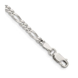 925 White Gold 3.5 mm Figaro Chain Anklet, Polished shown for scale