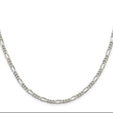 925 White Gold 3.5 mm Figaro Chain Necklace, Polished