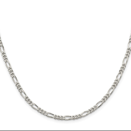 925 White Gold 3.5 mm Figaro Chain Necklace, Polished