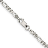 925 White Gold 3.5 mm Figaro Chain Necklace, Polished alternate angle