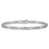925 White Gold 3.5 mm Figaro Chain Anklet, Polished alternate angle