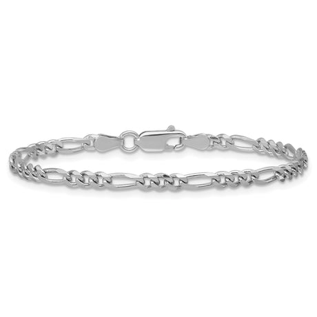 925 White Gold 3.5 mm Figaro Chain Anklet, Polished alternate angle