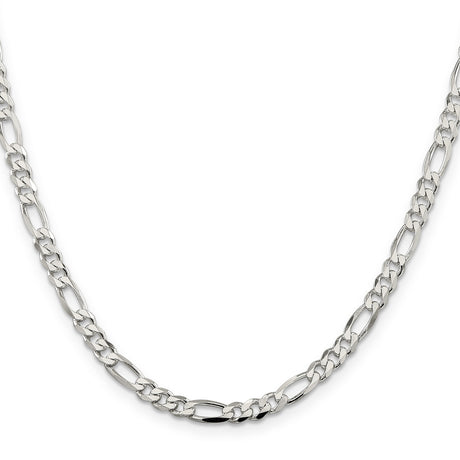 925 White Gold 4.5 mm Figaro Chain Necklace, Polished
