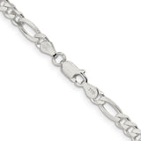 925 White Gold 4.5 mm Figaro Chain Necklace, Polished alternate angle