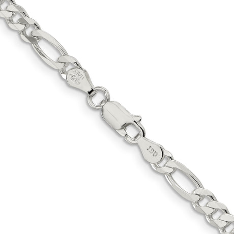 925 White Gold 4.5 mm Figaro Chain Necklace, Polished alternate angle