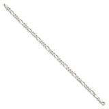 925 White Gold 4.5 mm Figaro Chain Anklet, Polished