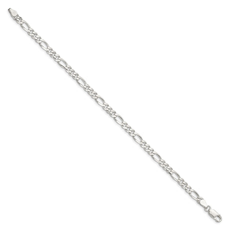 925 White Gold 4.5 mm Figaro Chain Bracelet, Polished