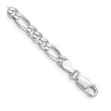 925 White Gold 4.5 mm Figaro Chain Bracelet, Polished shown for scale