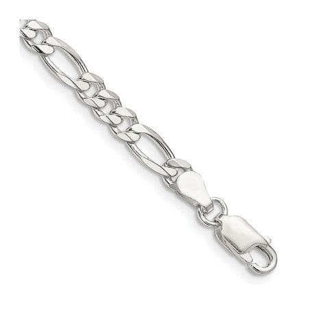 925 White Gold 4.5 mm Figaro Chain Bracelet, Polished shown for scale