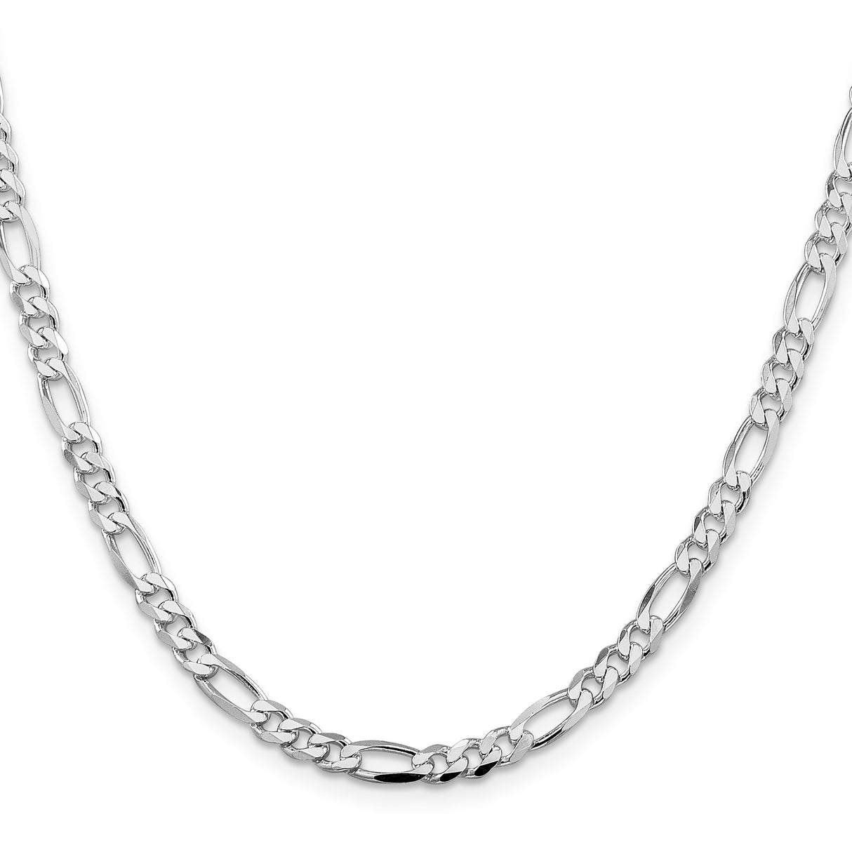 925 White Gold 4.5 mm Figaro Chain Necklace, Polished